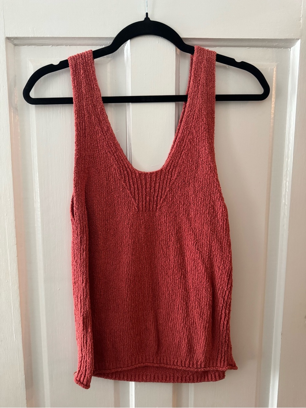 Madewell Textured Knit Tank in Warm Coral Red-Orange